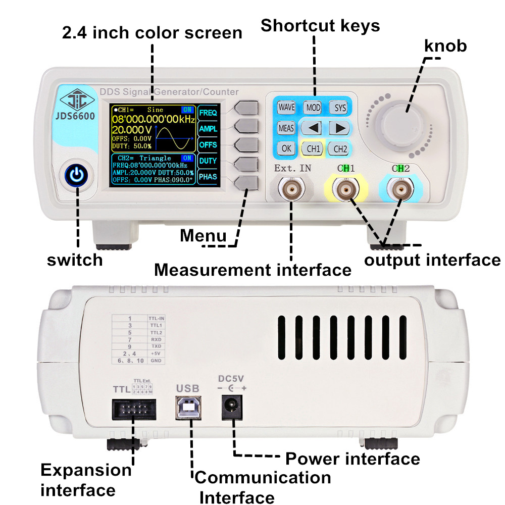 YAO JDS6600 15/30/40/50/60MHz  - огляд і ціна Dual Channel Arbitrary Waveform Function Generator 60Mhz
